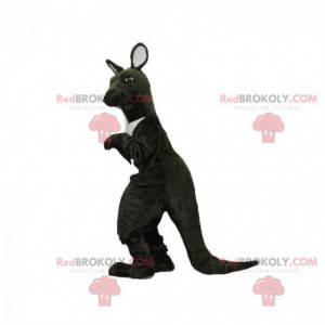 Zwart-witte kangoeroe-mascotte. Reuze kangoeroe - Redbrokoly.com